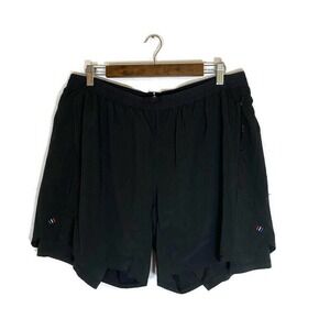 Fourlaps Men's 7" Lined Command Pocket Running Shorts Black Size XL